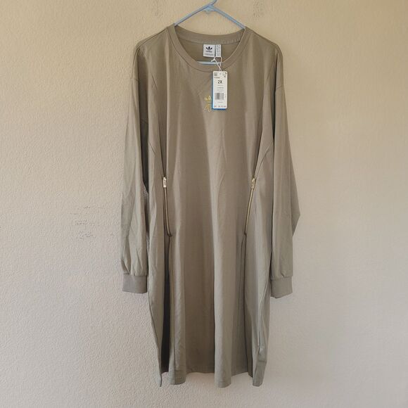 Adidas Dress Womens 2X Green Long-Sleeve Sweater Orbit Cotton Blend Casual Nwt - Picture 1 of 7